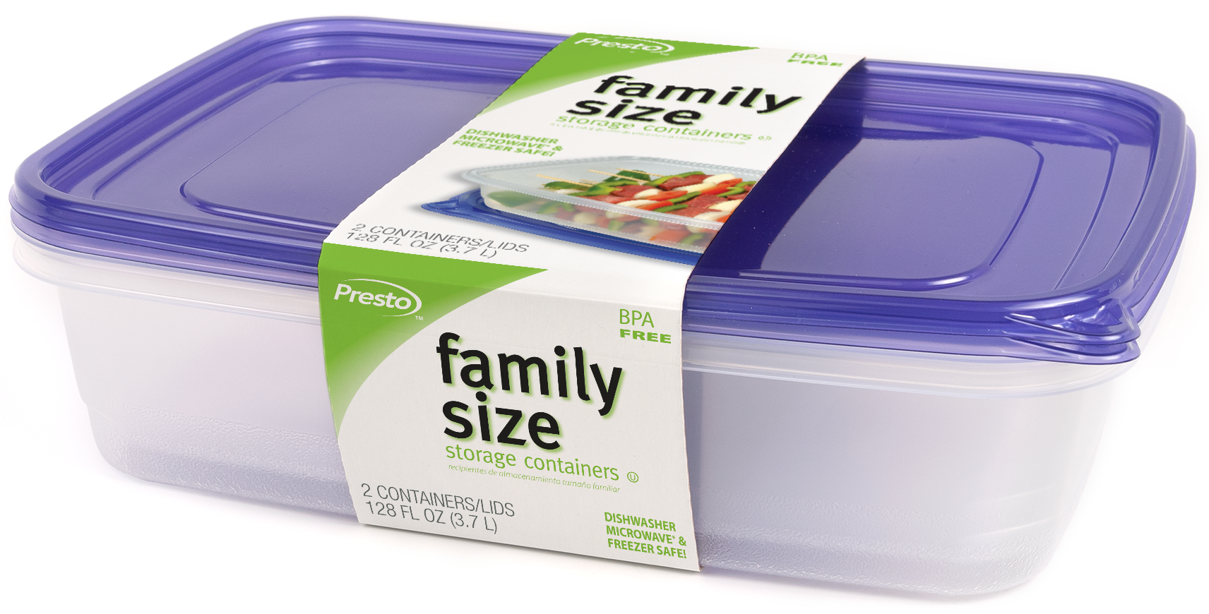 Essential Everyday Containers & Lids, Reusable, Family Size, 128 Ounce 2 ea, Food Storage