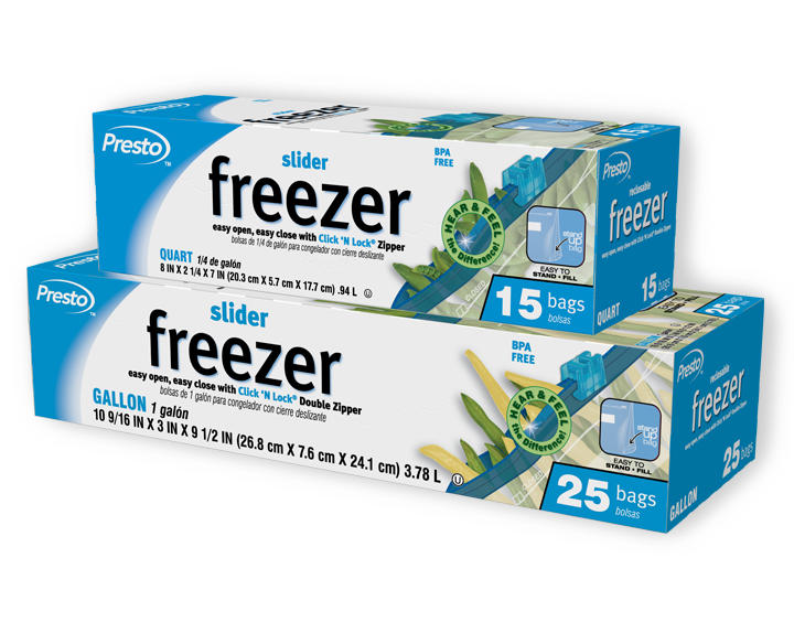 Food freezer bag with slider closure